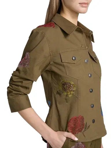 Cinq à Sept Women's Canyon Crystal Rose Scrunched Jacket | Thumbnail 6 Cinq à Sept Women's Canyon Crystal Rose Scrunched Jacket | Thumbnail 6
