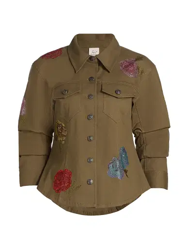 Cinq à Sept Women's Canyon Crystal Rose Scrunched Jacket | Thumbnail 1 Cinq à Sept Women's Canyon Crystal Rose Scrunched Jacket | Thumbnail 1