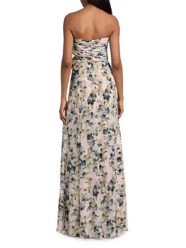 Cinq à Sept Women's Magy Trailing Iris Floral Strapless Gown | Thumbnail 5