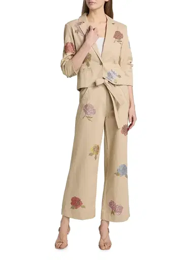 Cinq à Sept Women's Khloe Le Petit Crystal Rose Blazer | Thumbnail 2 Cinq à Sept Women's Khloe Le Petit Crystal Rose Blazer | Thumbnail 2