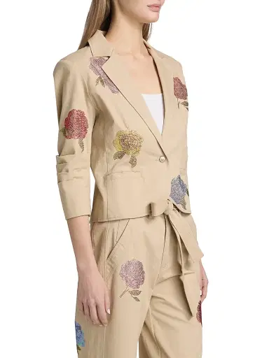 Cinq à Sept Women's Khloe Le Petit Crystal Rose Blazer | Thumbnail 4 Cinq à Sept Women's Khloe Le Petit Crystal Rose Blazer | Thumbnail 4