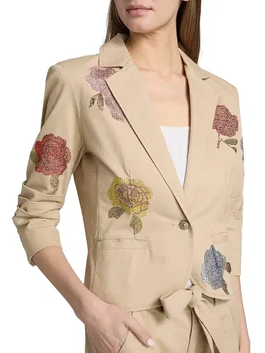 Cinq à Sept Women's Khloe Le Petit Crystal Rose Blazer | Thumbnail 6 Cinq à Sept Women's Khloe Le Petit Crystal Rose Blazer | Thumbnail 6