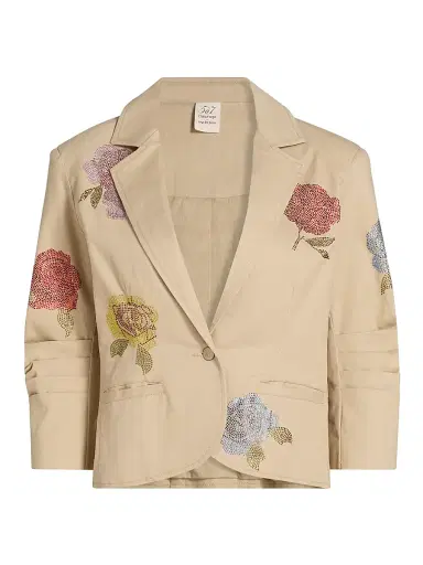Cinq à Sept Women's Khloe Le Petit Crystal Rose Blazer | Thumbnail 1 Cinq à Sept Women's Khloe Le Petit Crystal Rose Blazer | Thumbnail 1