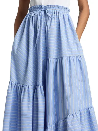Cinq à Sept Women's Robyn Layered Tiered Midi-Dress - White Blue Multi | Thumbnail 6