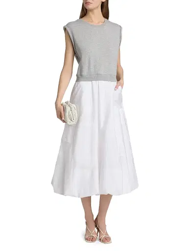 Cinq à Sept Women's Parker Layered Combo Midi-Dress - Heather Grey White - Size XL | Thumbnail 3 Cinq à Sept Women's Parker Layered Combo Midi-Dress - Heather Grey White - Size XL | Thumbnail 3