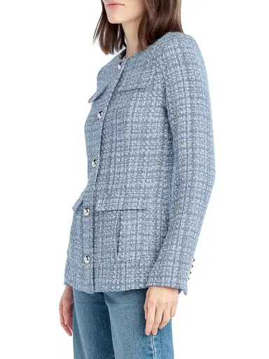 Favorite Daughter Women's The Spencer Tweed Jacket - Sky Blue Tweed - Size XS | Thumbnail 4