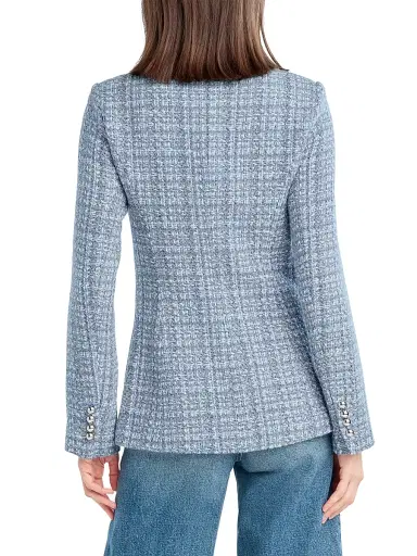 Favorite Daughter Women's The Spencer Tweed Jacket - Sky Blue Tweed - Size XS | Thumbnail 5