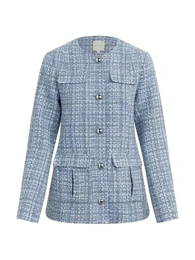 Favorite Daughter Women's The Spencer Tweed Jacket - Sky Blue Tweed - Size XS | Thumbnail 1