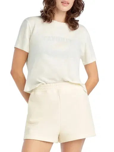 Favorite Daughter Women's The Cropped Logo T-Shirt - Gardenia Light Sage | Thumbnail 3 Favorite Daughter Women's The Cropped Logo T-Shirt - Gardenia Light Sage | Thumbnail 3