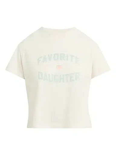 Favorite Daughter Women's The Cropped Logo T-Shirt - Gardenia Light Sage | Thumbnail 1 Favorite Daughter Women's The Cropped Logo T-Shirt - Gardenia Light Sage | Thumbnail 1