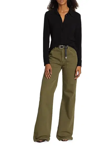 Nili Lotan Women's Celestine Button-Front Blouse - Black - Size Large | Thumbnail 2 Nili Lotan Women's Celestine Button-Front Blouse - Black - Size Large | Thumbnail 2