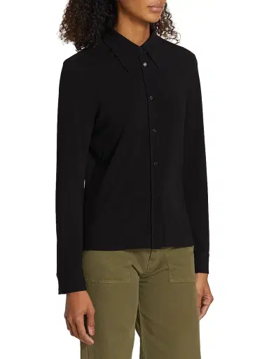 Nili Lotan Women's Celestine Button-Front Blouse - Black - Size Large | Thumbnail 4 Nili Lotan Women's Celestine Button-Front Blouse - Black - Size Large | Thumbnail 4