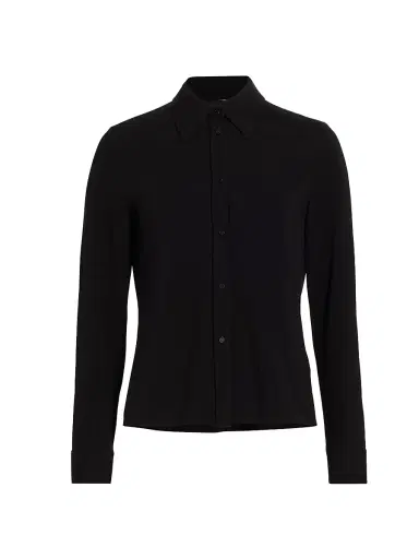 Nili Lotan Women's Celestine Button-Front Blouse - Black - Size Large | Thumbnail 1 Nili Lotan Women's Celestine Button-Front Blouse - Black - Size Large | Thumbnail 1