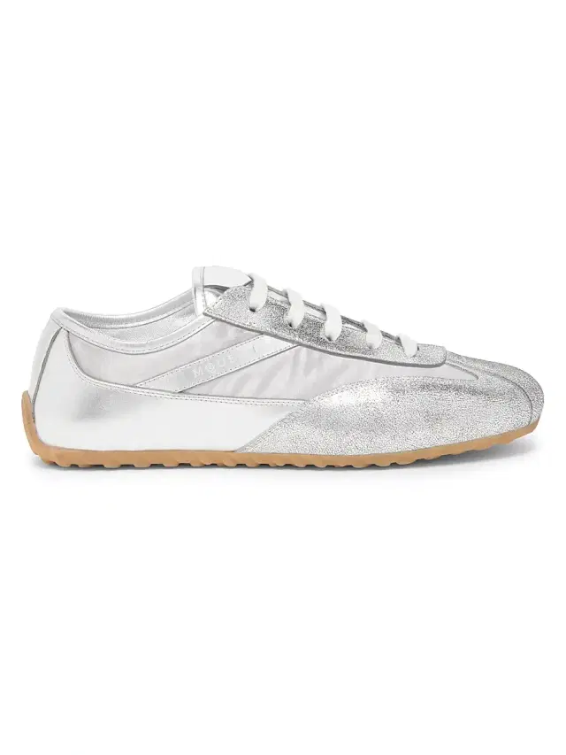 Women's Boxe Low-Top Leather Sneakers - Silver