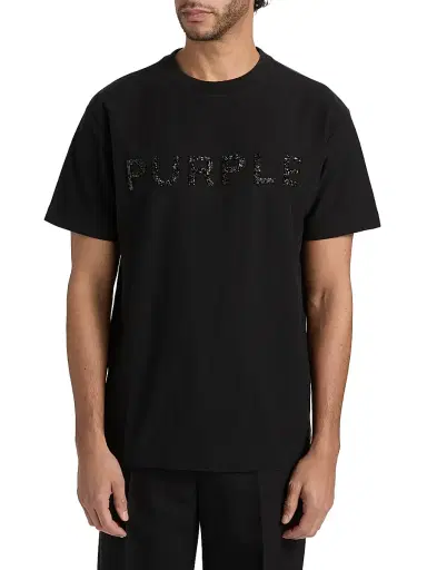 Purple Brand Men's Glitter Logo Cotton Jersey T-Shirt | Thumbnail 3 Purple Brand Men's Glitter Logo Cotton Jersey T-Shirt | Thumbnail 3