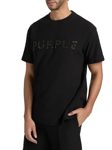 Purple Brand Men's Glitter Logo Cotton Jersey T-Shirt | Thumbnail 4 Purple Brand Men's Glitter Logo Cotton Jersey T-Shirt | Thumbnail 4