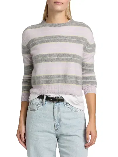Guest in Residence Women's Grizzly Striped Cashmere Crewneck Sweater - Dusk Combo | Thumbnail 3 Guest in Residence Women's Grizzly Striped Cashmere Crewneck Sweater - Dusk Combo | Thumbnail 3