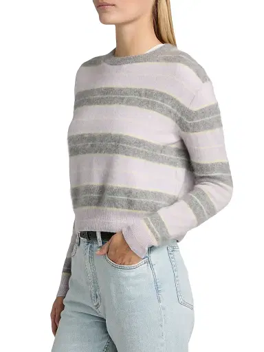 Guest in Residence Women's Grizzly Striped Cashmere Crewneck Sweater - Dusk Combo | Thumbnail 4 Guest in Residence Women's Grizzly Striped Cashmere Crewneck Sweater - Dusk Combo | Thumbnail 4