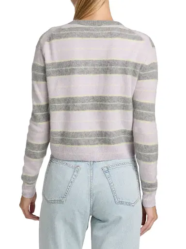 Guest in Residence Women's Grizzly Striped Cashmere Crewneck Sweater - Dusk Combo | Thumbnail 5 Guest in Residence Women's Grizzly Striped Cashmere Crewneck Sweater - Dusk Combo | Thumbnail 5