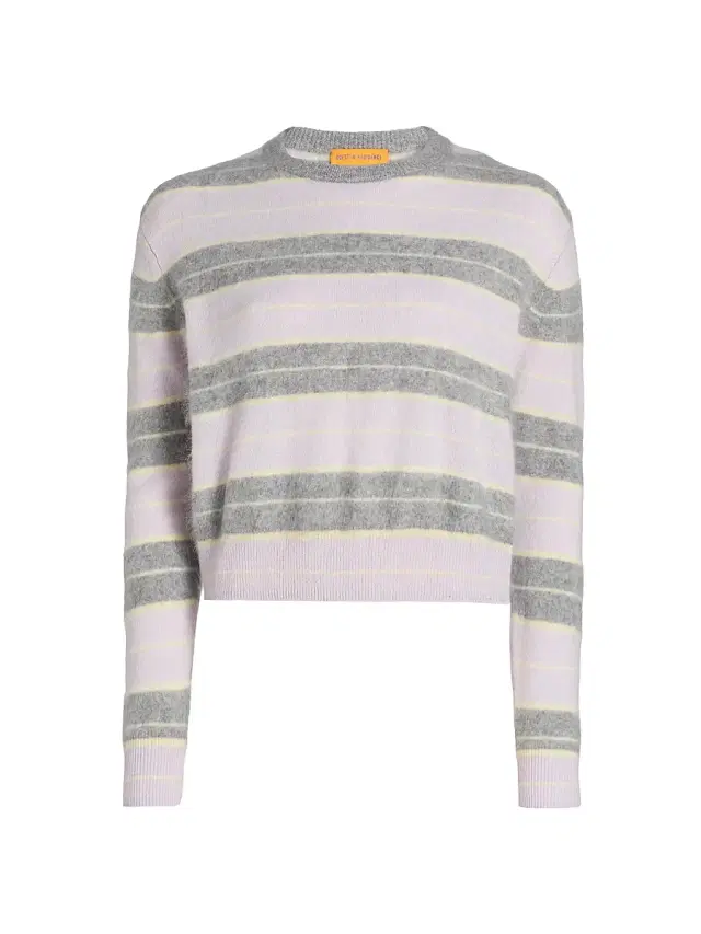 Guest in Residence Women's Grizzly Striped Cashmere Crewneck Sweater - Dusk Combo