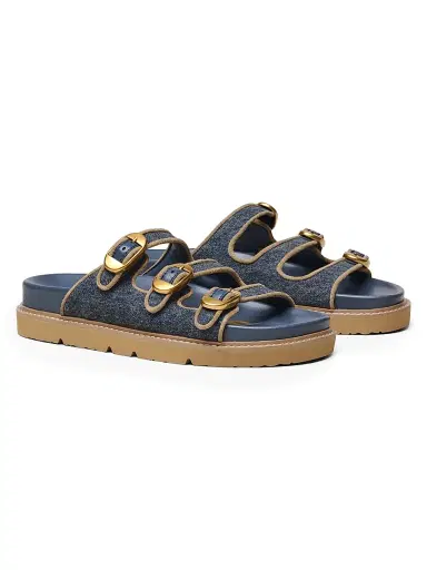 Marc Jacobs Women's The Kiki Denim-Suede Slides - Dark Wash Indigo - Size 5 Sandals | Thumbnail 2