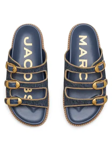Marc Jacobs Women's The Kiki Denim-Suede Slides - Dark Wash Indigo - Size 5 Sandals | Thumbnail 3