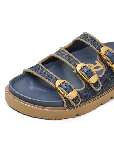 Marc Jacobs Women's The Kiki Denim-Suede Slides - Dark Wash Indigo - Size 5 Sandals | Thumbnail 5