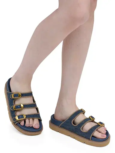 Marc Jacobs Women's The Kiki Denim-Suede Slides - Dark Wash Indigo - Size 5 Sandals | Thumbnail 6