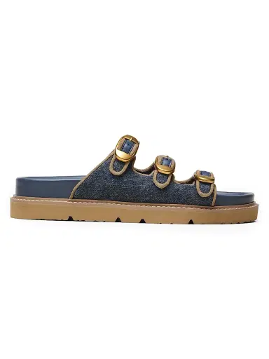 Marc Jacobs Women's The Kiki Denim-Suede Slides - Dark Wash Indigo - Size 5 Sandals | Thumbnail 1