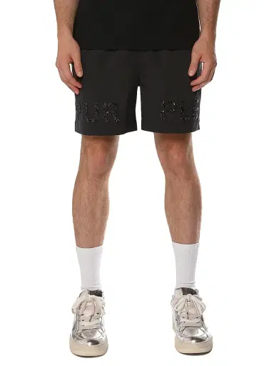 Purple Brand Men's All Around Embellished Logo Shorts - Black - Size XXL | Thumbnail 1