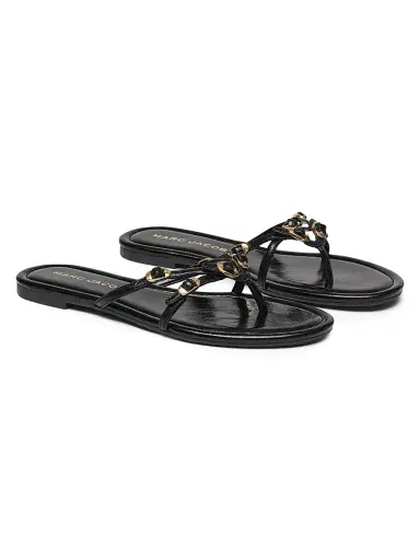 Marc Jacobs Women's The Kiki Leather Flat Sandals - Black - Size 5 | Thumbnail 2