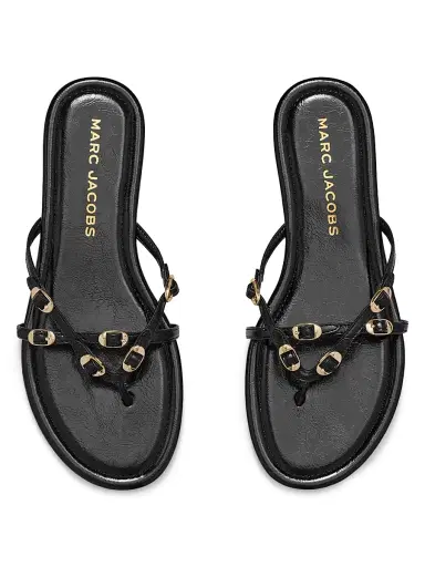 Marc Jacobs Women's The Kiki Leather Flat Sandals - Black - Size 5 | Thumbnail 3