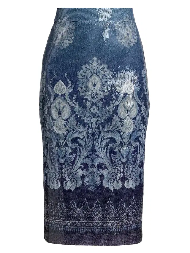 Ramy Brook Women's Whitney Sequined Midi-Skirt - Blue Sequin