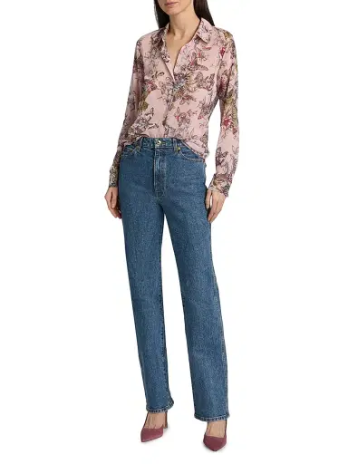 L'AGENCE Women's Laurent Floral Blouse - Light Nectar Pink Butterfly | Thumbnail 2 L'AGENCE Women's Laurent Floral Blouse - Light Nectar Pink Butterfly | Thumbnail 2