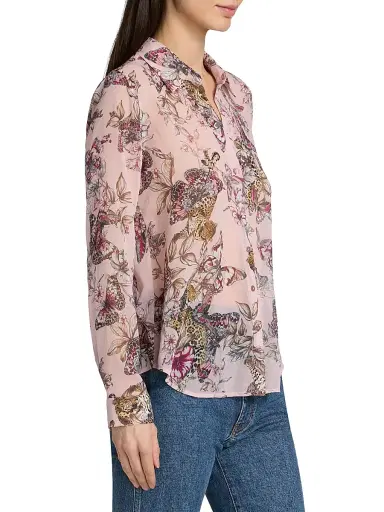 L'AGENCE Women's Laurent Floral Blouse - Light Nectar Pink Butterfly | Thumbnail 4 L'AGENCE Women's Laurent Floral Blouse - Light Nectar Pink Butterfly | Thumbnail 4