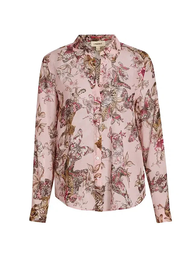 Women's Laurent Floral Blouse - Light Nectar Pink Butterfly