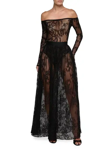 L'Agence Women's Alona Lace Maxi Skirt - Black - Size 0 | Thumbnail 2 L'Agence Women's Alona Lace Maxi Skirt - Black - Size 0 | Thumbnail 2
