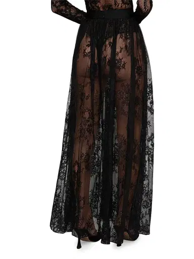 L'Agence Women's Alona Lace Maxi Skirt - Black - Size 0 | Thumbnail 4 L'Agence Women's Alona Lace Maxi Skirt - Black - Size 0 | Thumbnail 4