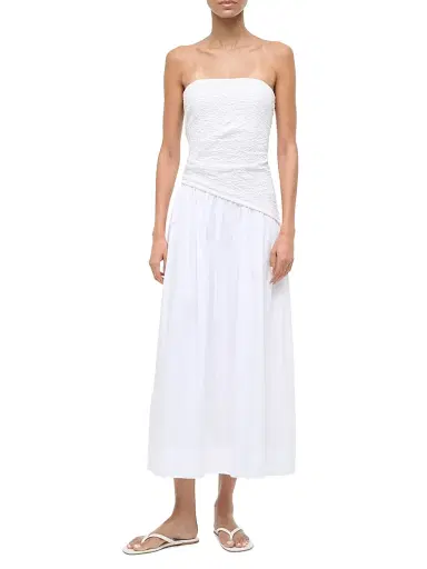 Staud Women's Nia Stretch-Cotton A-Line Midi-Dress - White - Size XL | Thumbnail 2 Staud Women's Nia Stretch-Cotton A-Line Midi-Dress - White - Size XL | Thumbnail 2