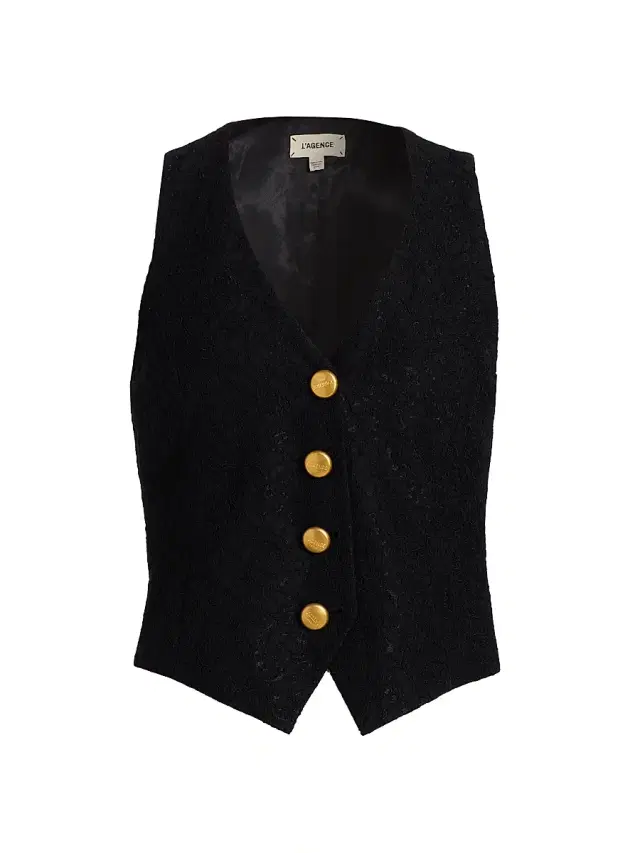 L'AGENCE Women's Kino Bonded Lace Vest - Black