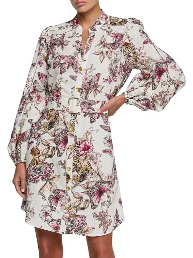 L'Agence Women's Kiersten Butterfly Jungle Print Shirtdress | Thumbnail 2 L'Agence Women's Kiersten Butterfly Jungle Print Shirtdress | Thumbnail 2