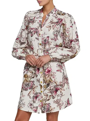 L'Agence Women's Kiersten Butterfly Jungle Print Shirtdress | Thumbnail 3 L'Agence Women's Kiersten Butterfly Jungle Print Shirtdress | Thumbnail 3