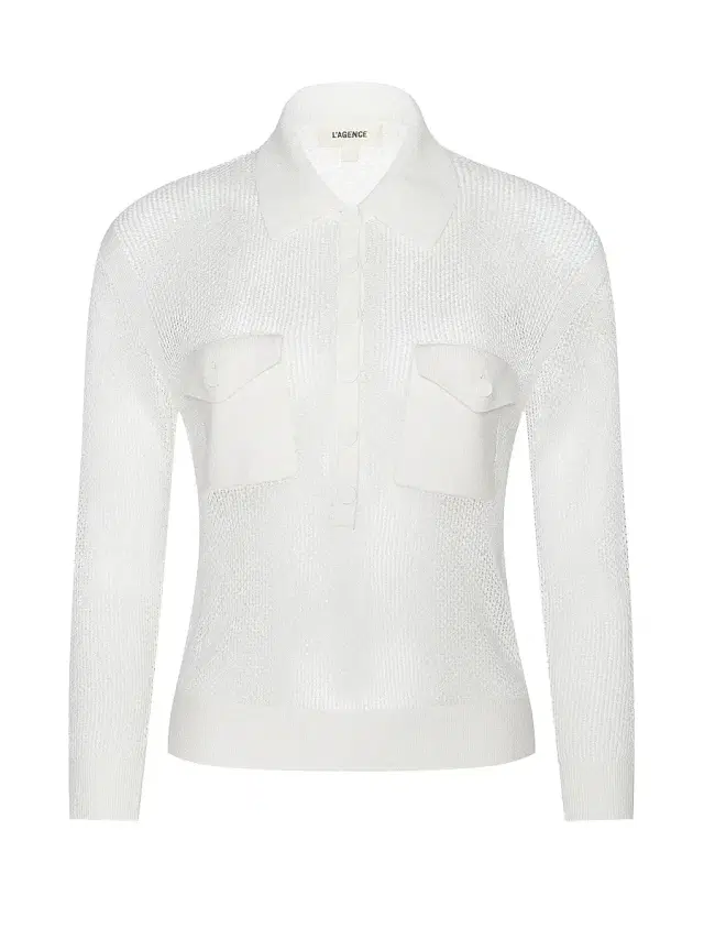 L'AGENCE Women's Carine Pointelle-Knit Collared Sweater -