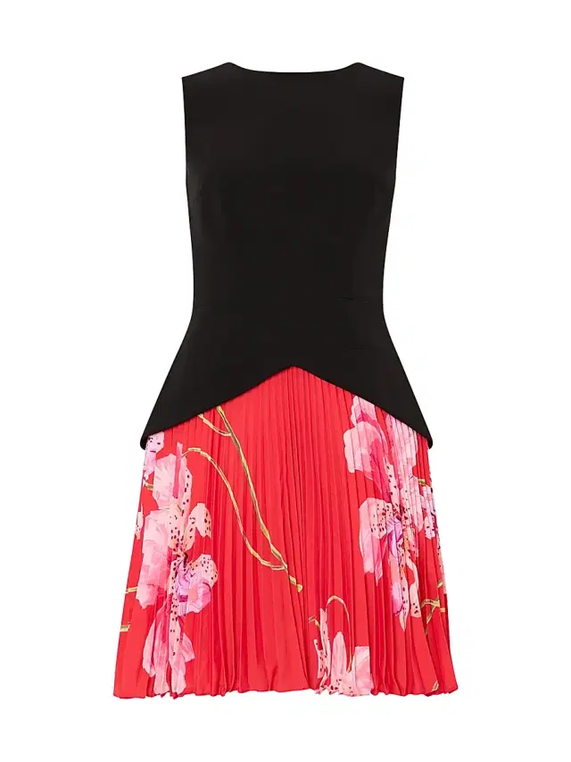 Milly Women's Haddy Printed Pleated Minidress - Black Red Multi
