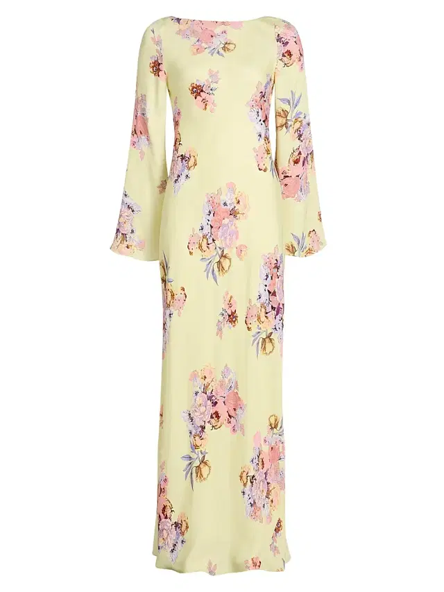 Women's Floral Trumpet Gown - Yellow