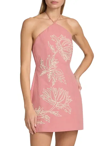 Hemant & Nandita Women's Gul Floral-Embroidered Linen-Cotton A-Line Minidress | Thumbnail 3 Hemant & Nandita Women's Gul Floral-Embroidered Linen-Cotton A-Line Minidress | Thumbnail 3