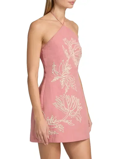 Hemant & Nandita Women's Gul Floral-Embroidered Linen-Cotton A-Line Minidress | Thumbnail 4 Hemant & Nandita Women's Gul Floral-Embroidered Linen-Cotton A-Line Minidress | Thumbnail 4