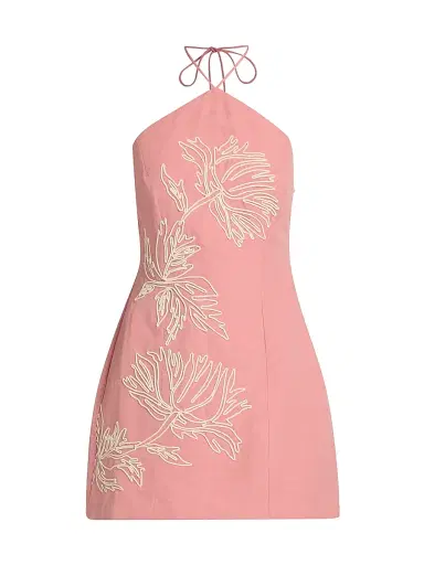 Hemant & Nandita Women's Gul Floral-Embroidered Linen-Cotton A-Line Minidress | Thumbnail 1 Hemant & Nandita Women's Gul Floral-Embroidered Linen-Cotton A-Line Minidress | Thumbnail 1