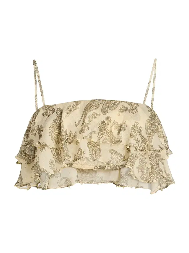 Hemant & Nandita Women's Paisley Tiered Ruffled Top