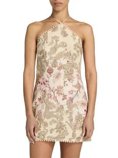 Hemant & Nandita Women's Paisley Cotton-Linen Sheath Minidress - Size XL | Thumbnail 3